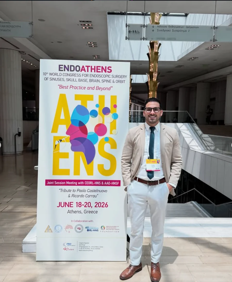 Dr. Pedro Vianna no 10º Congresso Mundial de Cirurgia Endoscópica de Seios Paranasais, Base do Crânio, Cérebro, Órbita e Coluna (EndoAthens 2026), em Atenas.